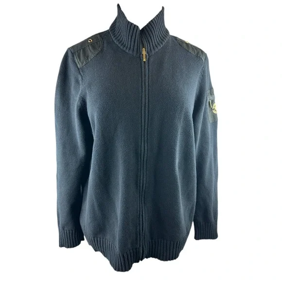 Ralph Lauren Full Zip Ribbed Knit Cardigan Sweater Pocket Arm Patch Plus Size 2X - Picture 3 of 12